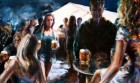Mirta Domacinovic<br><p class='title'>Biergarten</p>, 2014/2015<br>Öl auf Nessel<br> 90 x 150  cm<br> verkauft