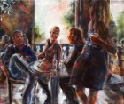 Mirta Domacinovic<br><p class='title'>Café</p>, 2013/2014<br>Öl auf Nessel<br> 90 x 150  cm<br> verkauft