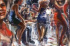 Mirta Domacinovic<br><p class='title'>Nightclub</p>, 2014<br>Öl auf Nessel<br> 100 x 150  cm<br> verkauft