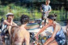 Mirta Domacinovic<br><p class='title'>Picknick am Wasser</p>, 2015<br>Öl auf Nessel<br> 100 x 150  cm<br> verkauft