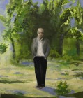 Benedikt Richert<br><p class='title'>Mann auf Waldweg</p>, 2013<br>Öl auf Nessel<br> 70 x 60  cm